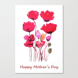 Mother's Day card, small art, red poppy Canvas Print