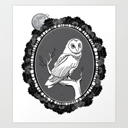 Night Owl Oval Art Print
