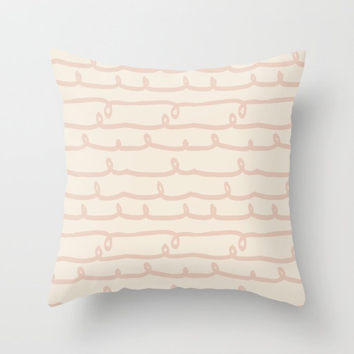 Vine Stripes Vintage Pink On Rose Petal Cream Throw Pillow By