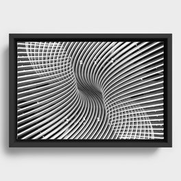 Abstract steel metal chrome curved lines black and white  Framed Canvas