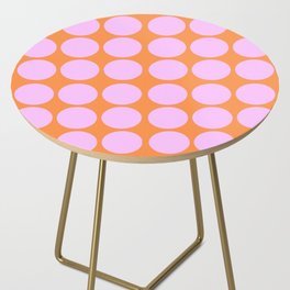 Retro Modern Pink On Orange Polka Dots Side Table