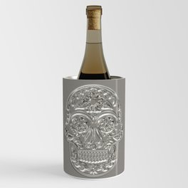 Embossed Style Silver Skull Wine Chiller
