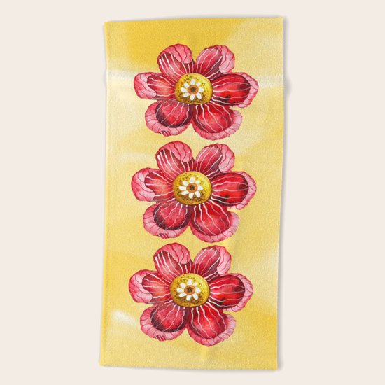 Red Flower Beach Towel