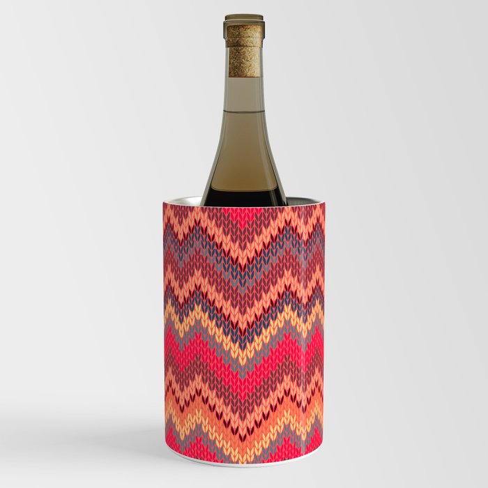 Knitted Textured Wave Pink Wine Chiller