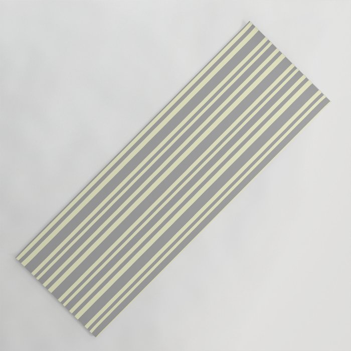 Dark Grey & Light Yellow Colored Striped Pattern Yoga Mat