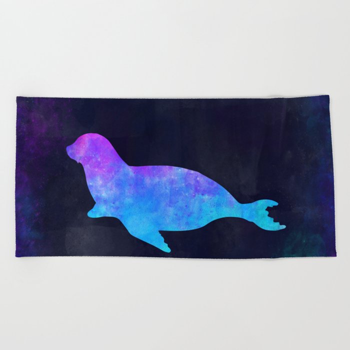 Seal In Space Animal Graphic Art Watercolor Canvas Painting
