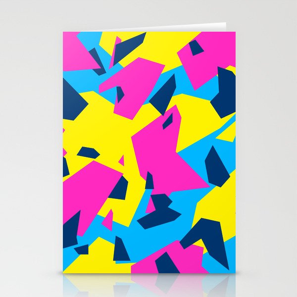 Blue\Yellow\Pink\Navy Geometric camo Stationery Cards