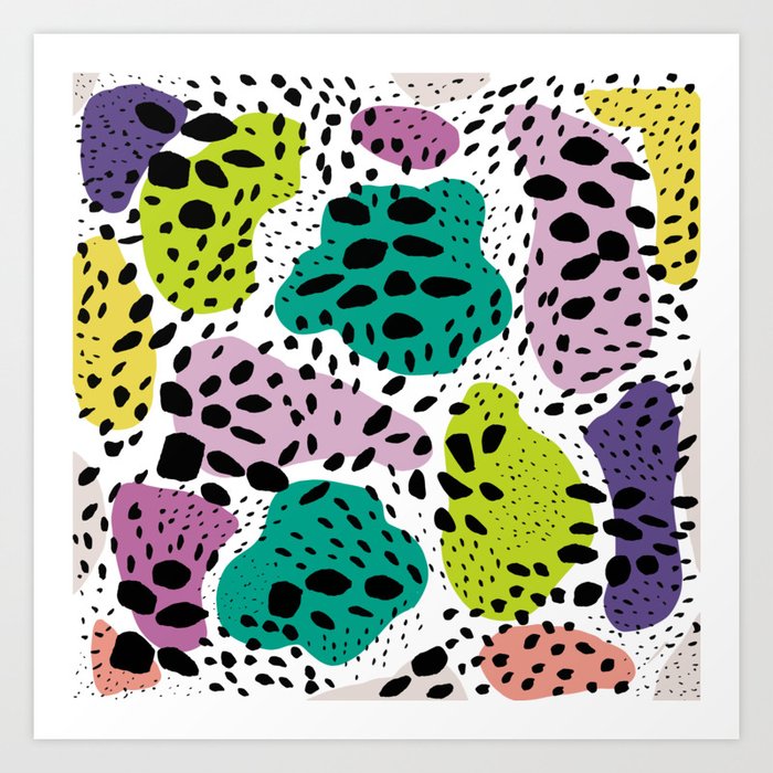 Modern Abstract Painted Black Polka Dots Fashion Colors Geometric