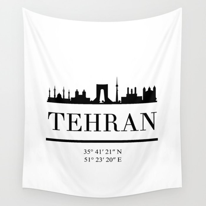 TEHRAN IRAN BLACK SILHOUETTE SKYLINE ART Wall Tapestry