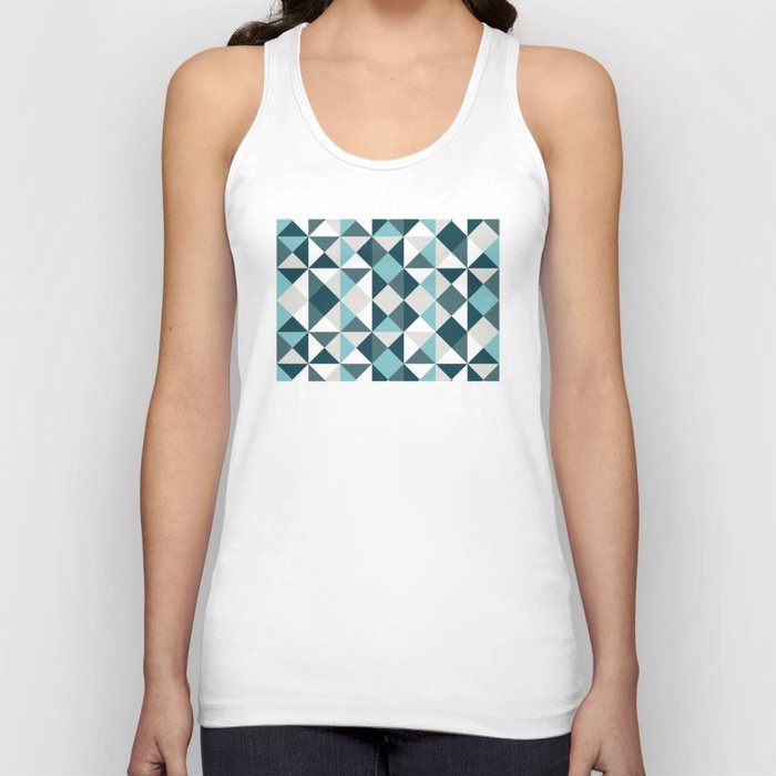 Geometrical gingham checked blue Tank Top