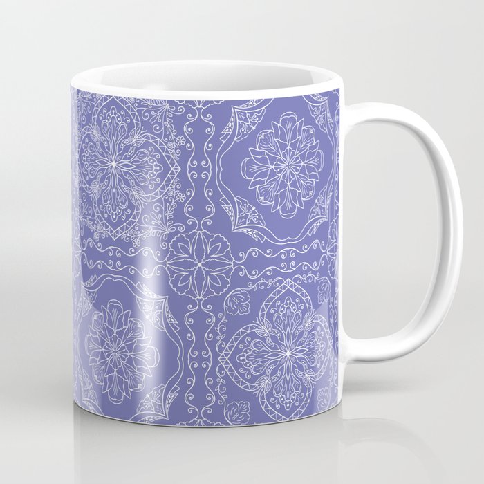 Boho Very Peri Purple Flourish Tiles Coffee Mug