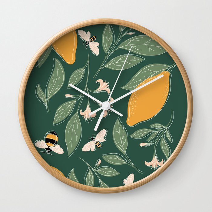 Green Easy Beezy Lemon Squeezy Wall Clock