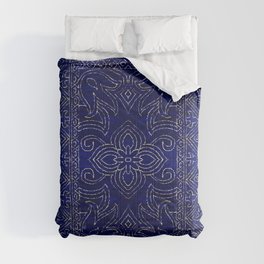 Heritage Oriental Bohemian Blue Indigo Traditional Moroccan Style Comforter