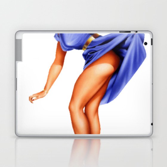 Sexy Blonde Vintage Pinup In Blue Dress Laptop & iPad Skin