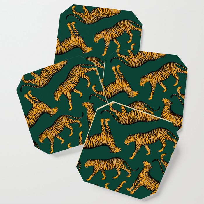 Tigers (Dark Green and Marigold) Coaster