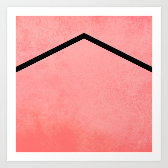 Chevron - Peach/Black, Textured Art Print
