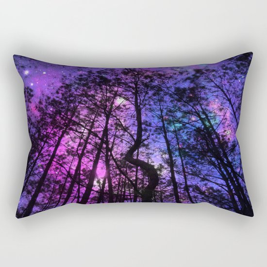 Black Trees Purple Fuchsia Blue space Rectangular Pillow