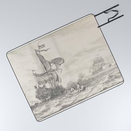Ludolf Bakhuysen - Admiraliteitsjacht op weg naar een voor anker liggende vloot Picnic Blanket