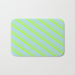 [ Thumbnail: Light Green & Powder Blue Colored Stripes/Lines Pattern Bath Mat ]
