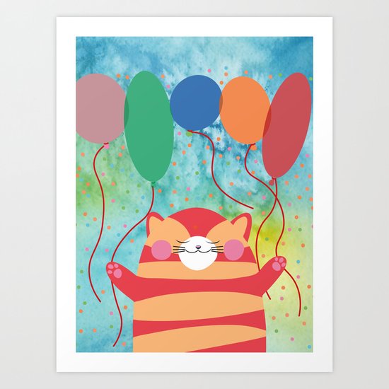 Red Cat Art Print