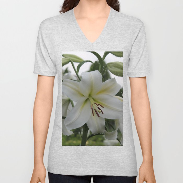 Splendid Flower V Neck T Shirt