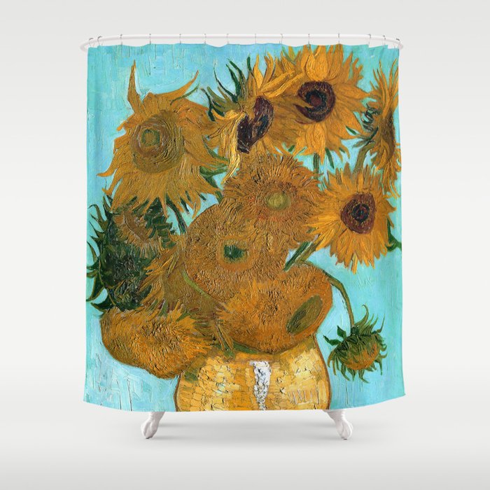 Vincent van Gogh - Still Life Vase with Twelve Sunflowers Shower Curtain