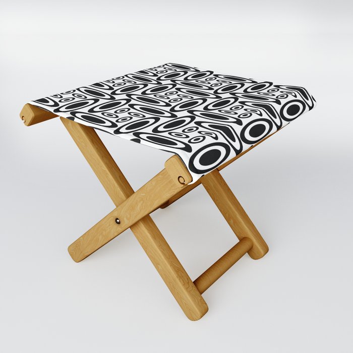 Black and White Repeat Pattern 12 Folding Stool