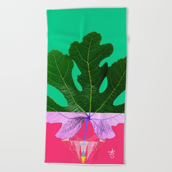 Fig Leaf Diamond Christmas - Other Half and Half Beach Towel