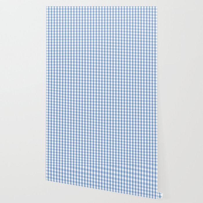 Classic Pale Blue Pastel Gingham Check Wallpaper By Podartist