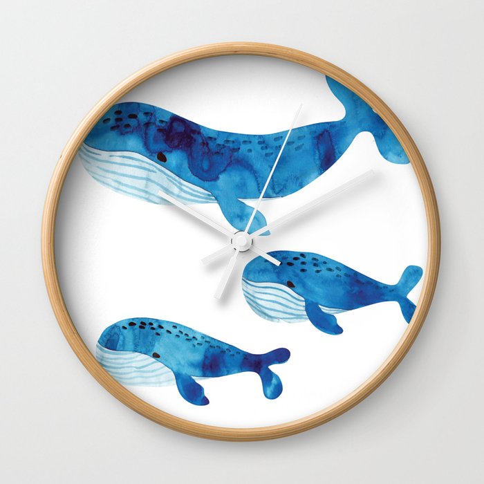 Cute Whale Family Wall Clock
