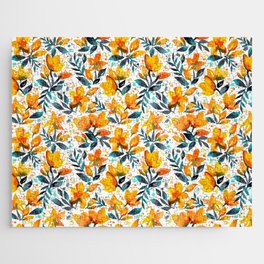 Flourishing Florals – Orange & Teal Jigsaw Puzzle
