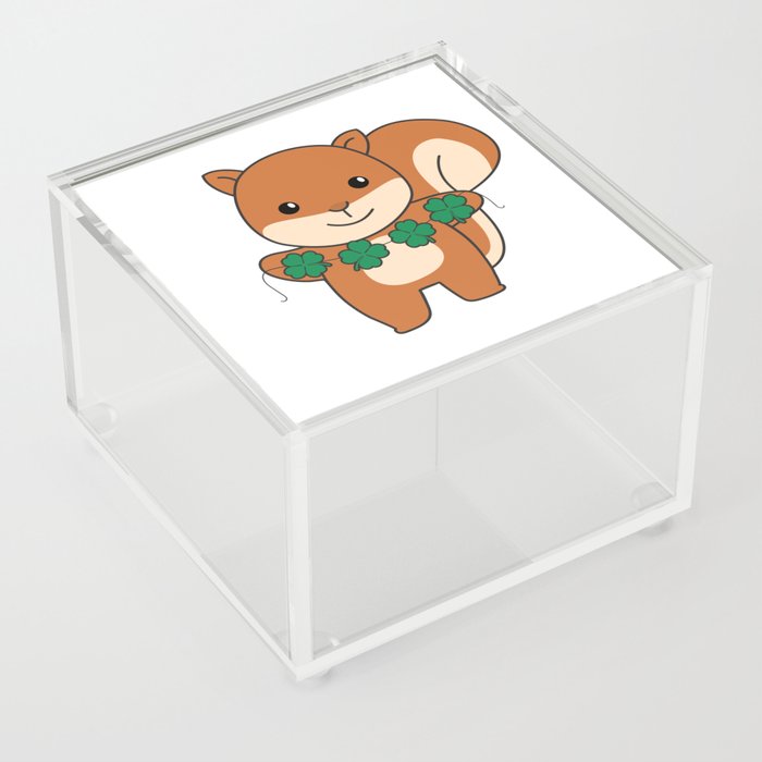Squirrel With Shamrocks Cute Animals For Luck Acrylic Box