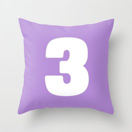 3 (White & Lavender Number) Throw Pillow