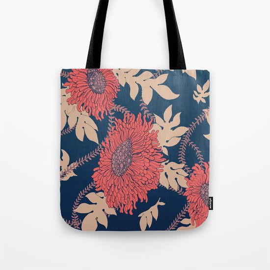 Fictitious Floral Print Tote Bag