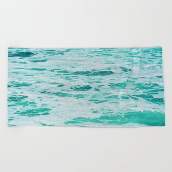 teal waves Beach Towel