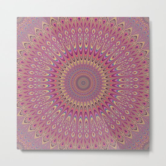Hippie grid mandala Metal Print