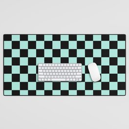 Retro Black and Pastel Green Checkered Rug Pattern Desk Mat | Chequered Pattern, Geometric, Vintage, Pattern, Checkerboard, Boho, Digital, Christmas, Checkers, Graphicdesign 