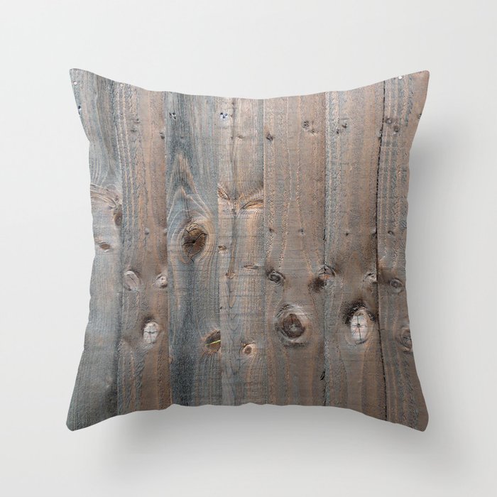 Brown Wooden Fence Throw Pillow