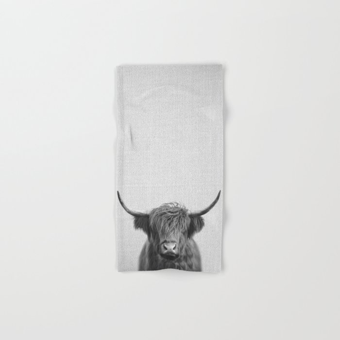 Highland Cow - Black & White Hand & Bath Towel
