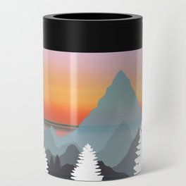 Mountains and River Sunset Vintage Look Can Cooler