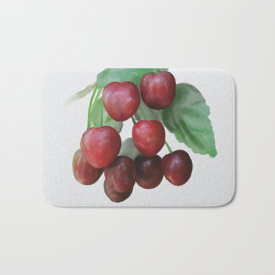 Sour Cherry, watercollor Bath Mat