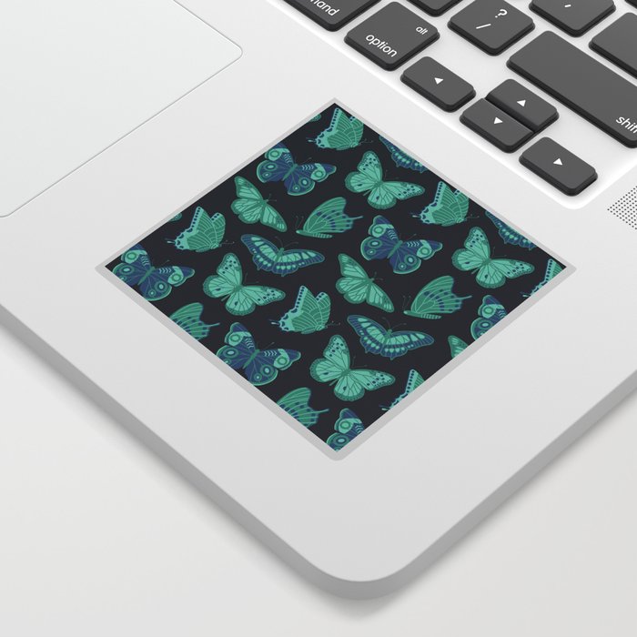 Texas Butterflies – Green and Blue on Navy Pattern Sticker