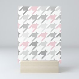 Pink & Gray Houndstooth  Mini Art Print