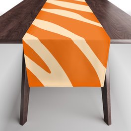 Deep Orange Liquid Tiger Stripes Abstract Vector Design  Table Runner