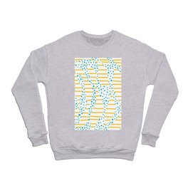 Spots and Stripes 2 - Turquoise and Yellow Crewneck Sweatshirt