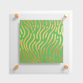 Green Gold colored abstract lines pattern Floating Acrylic Print