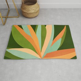 Colorful Agave Painted Cactus Illustration Area & Throw Rug