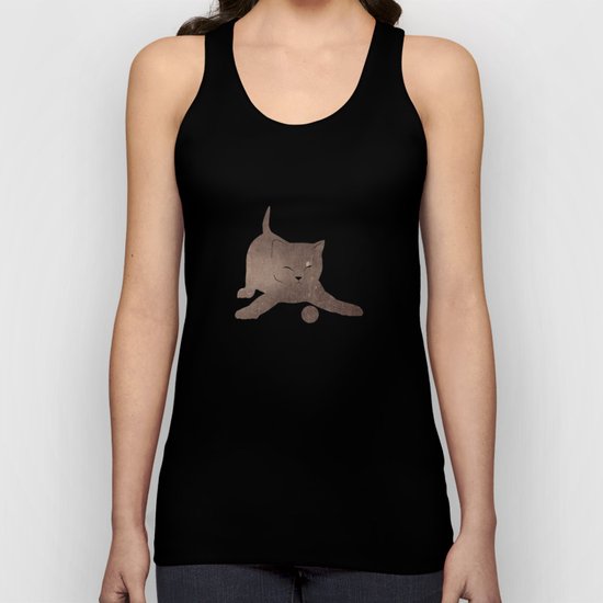 Happy kitten plays with a ball - minimalist illustration Unisex Tank Top