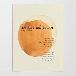 Metta Meditation Orange Loving Kindness Poster