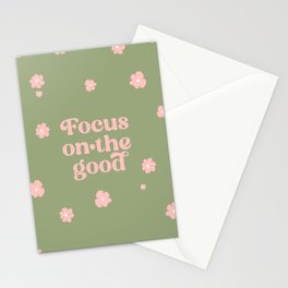 Focus on the Good - Inspirational Quote on Sage Green Stationery Card